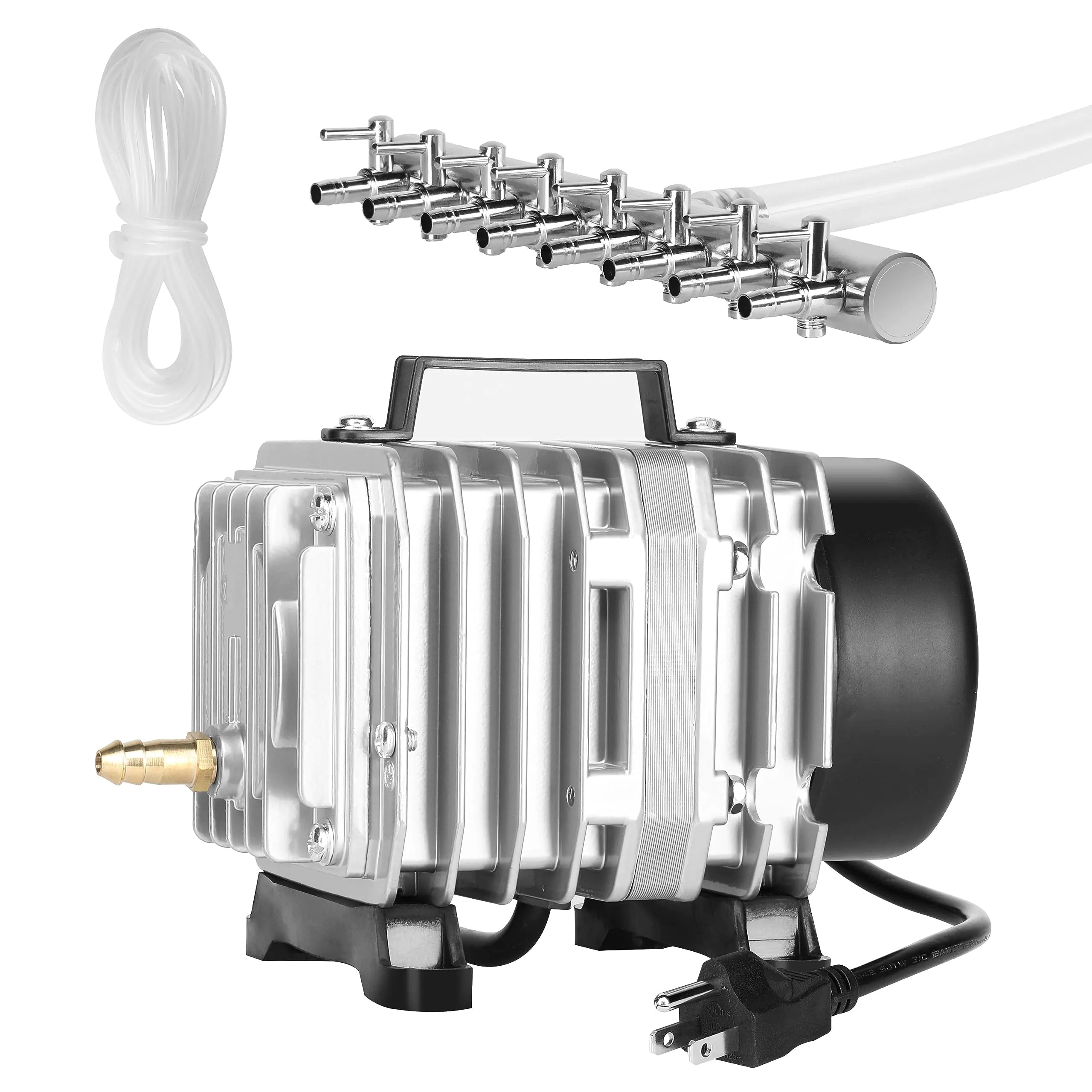 YSSOA Simple Deluxe Air Pump 58W 1189GPH (75L/min) with Adjustable Air Flow Outlets for Aquariums Ponds Hydroponics Systems Silver - Emerald Ventures MN LLC