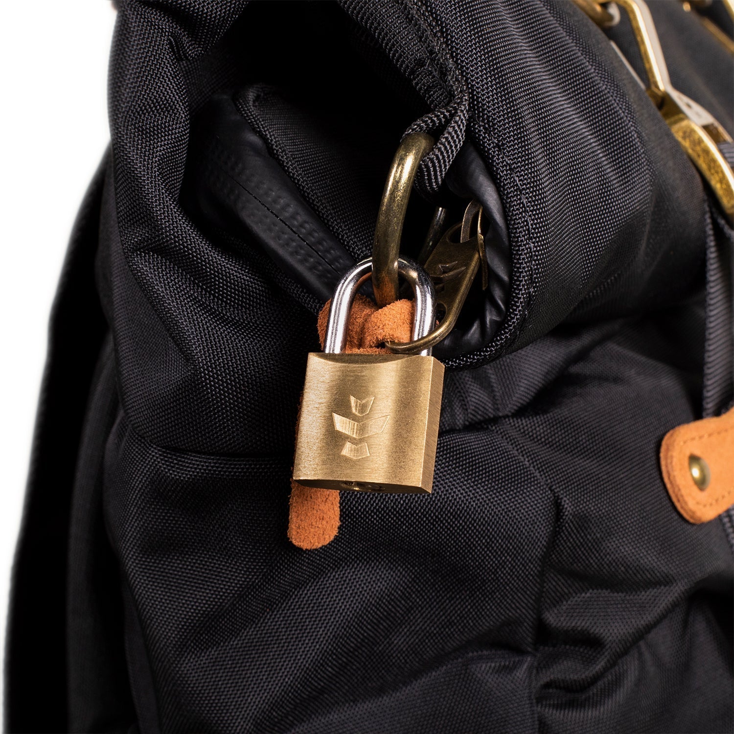 a close up of a bag with a lock on it