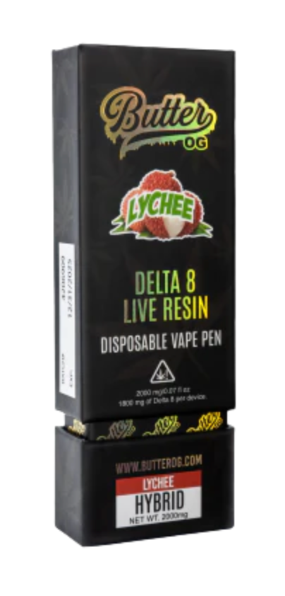 Butter OG Delta 8 Live Resin Vape - 2G Lychee Hybrid