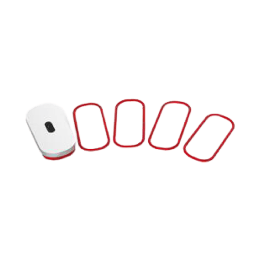 a set of four red and white mouses