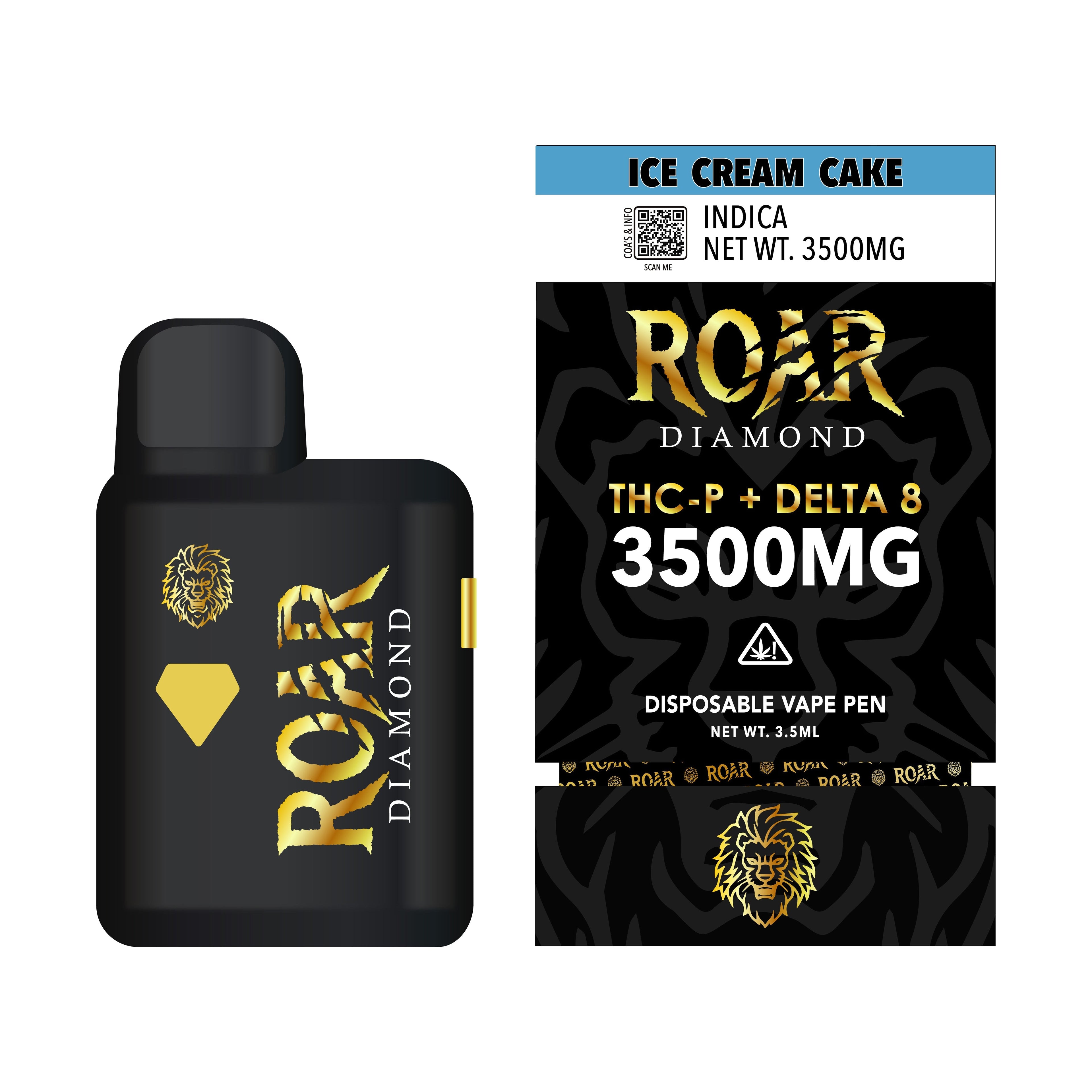 Roar Diamond THC-P + Delta 8 3500mg Disposable Vape - Ice Cream Cake