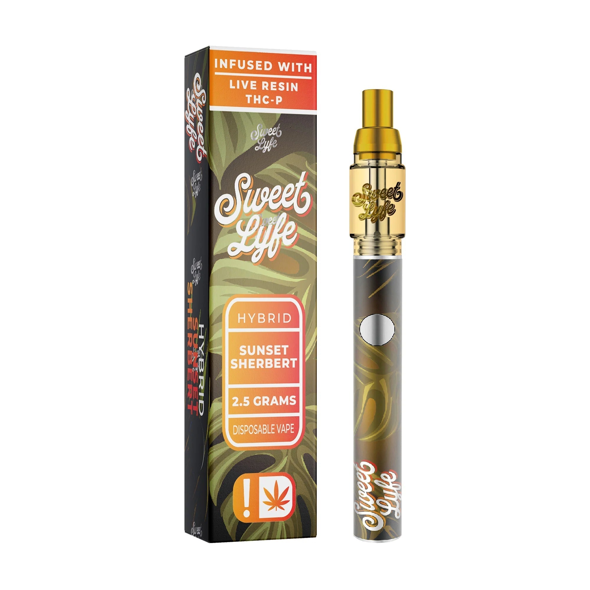 Disposable Vape Pen 2.5ml Infused with Live Resin Delta-8 + THCP - Sunset Sherbert - Indica