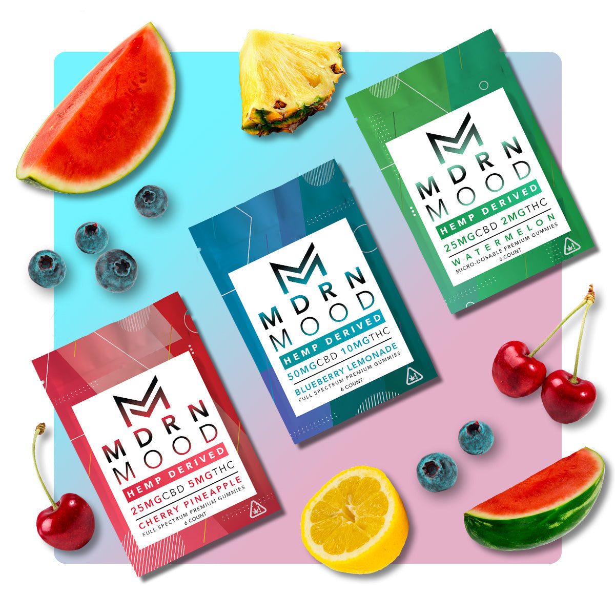 Mdrn Mood 3Pack Mixed Variety Bag (18ct) - CBD/THC Gummies Sampler