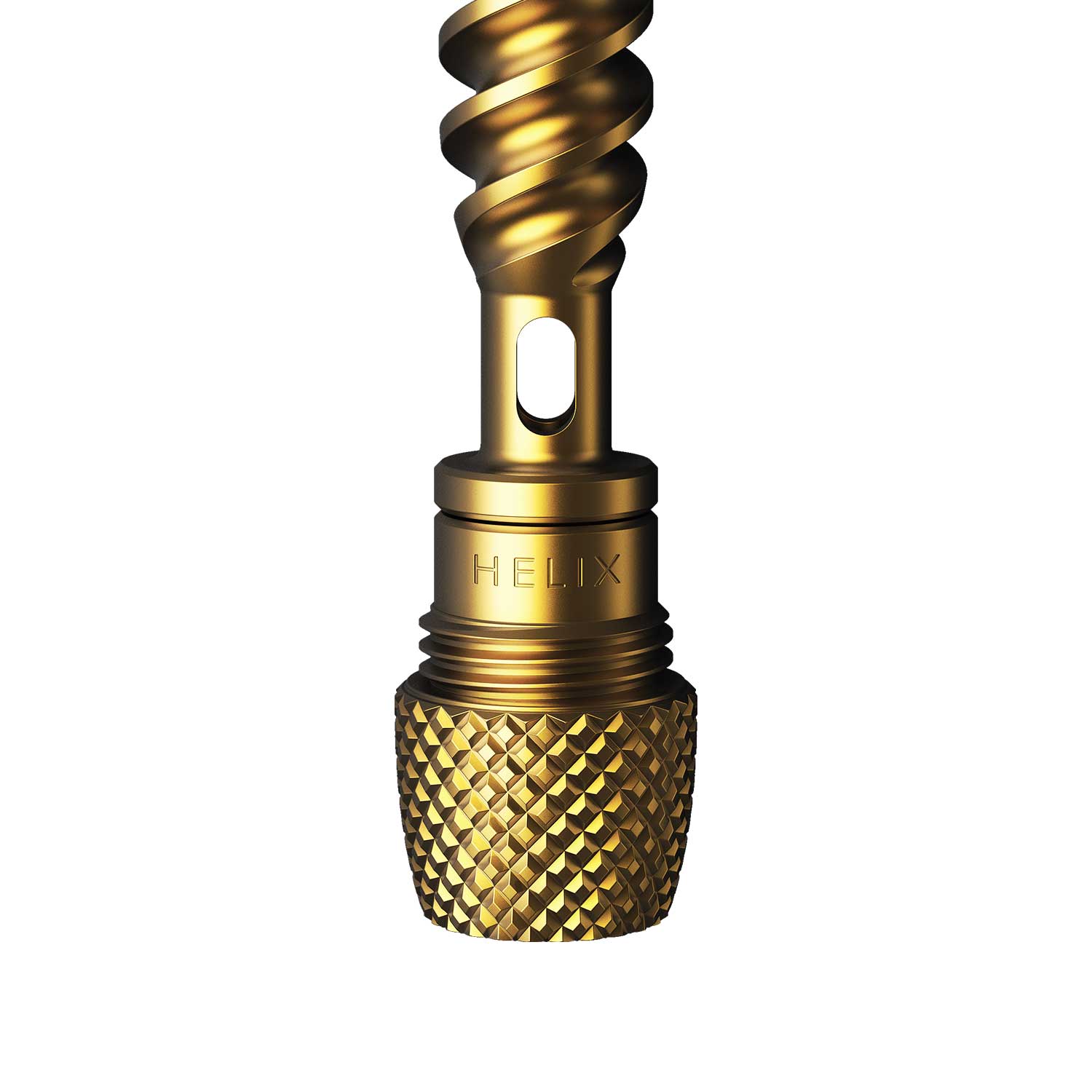 a gold object with a spiral design on it