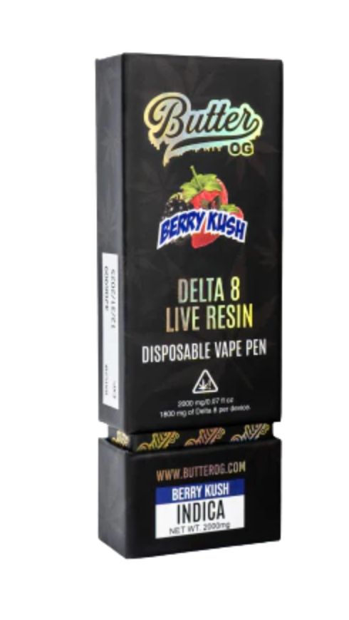 Butter OG Delta 8 Live Resin Vape Berry Kush 2G Indica