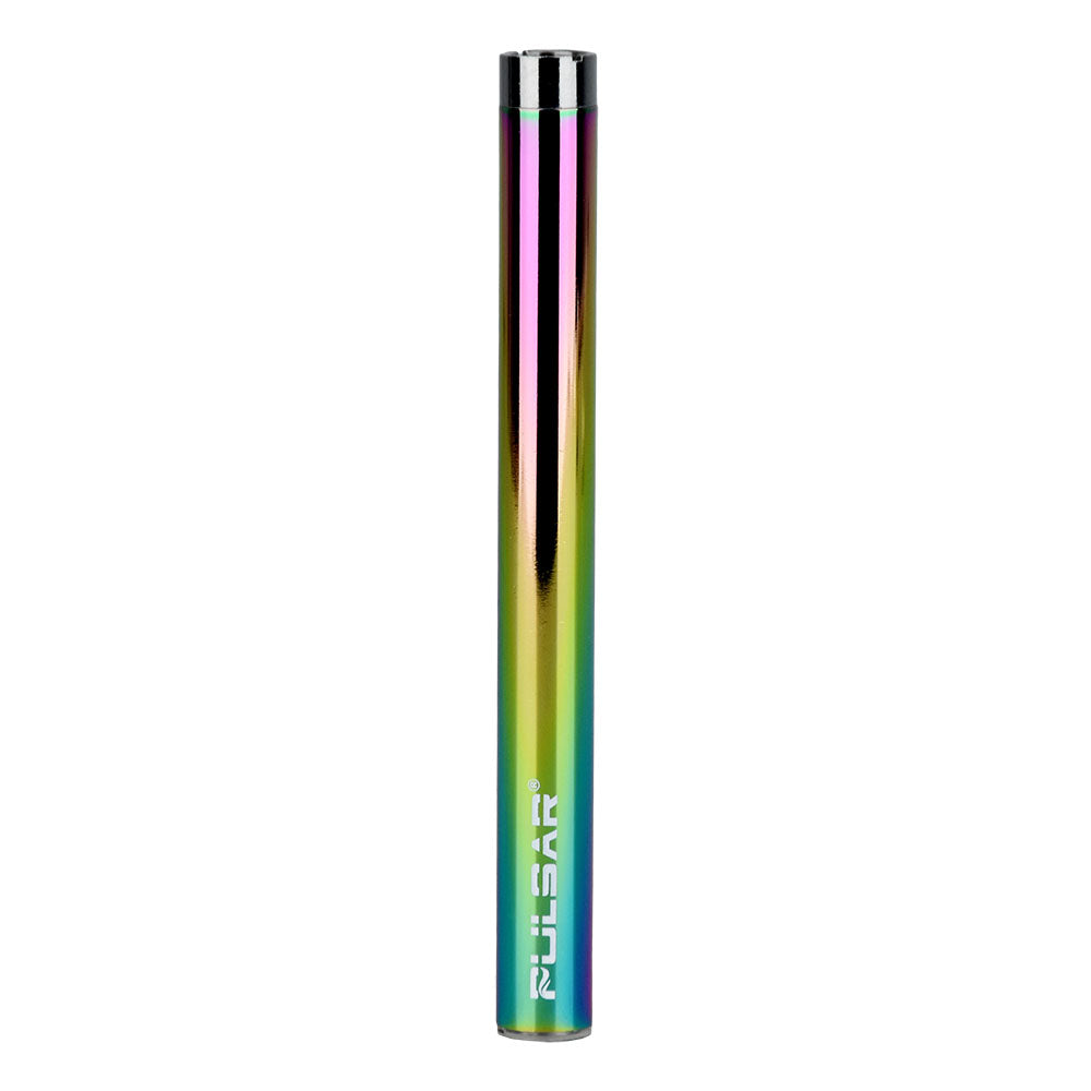 a rainbow colored pen with a black tip