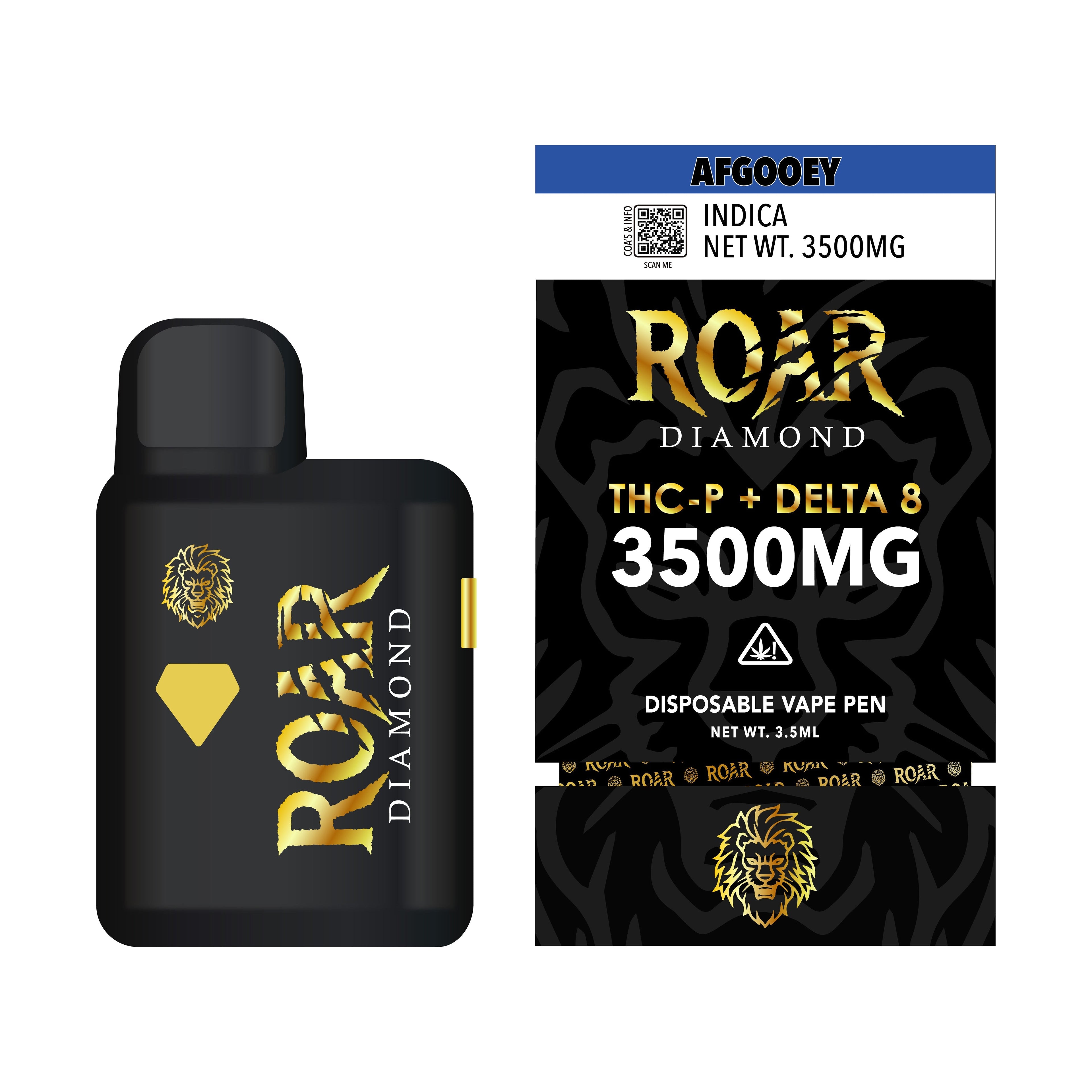 Roar Diamond THC-P + Delta 8 3500mg Vape - Afgooey