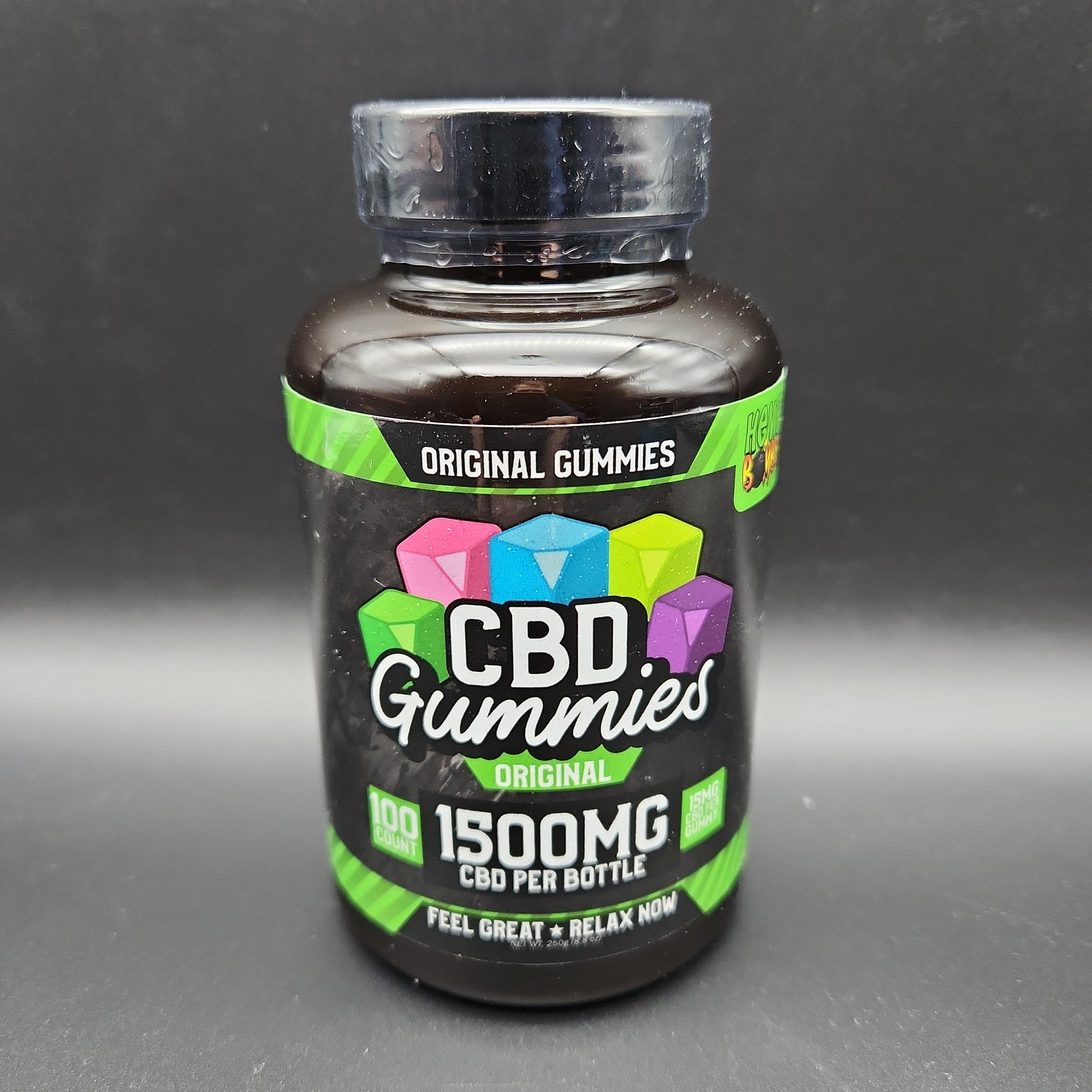 a bottle of cbd gummies sitting on a table