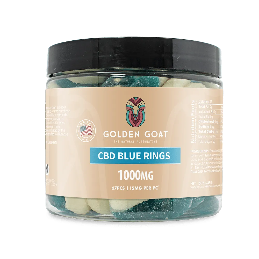 CDB blue rings in plastic jar