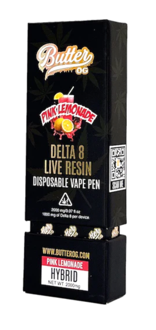 Butter OG Delta 8 Live Resin Disposable Vape - Pink Lemonade (Hybrid) - 2g