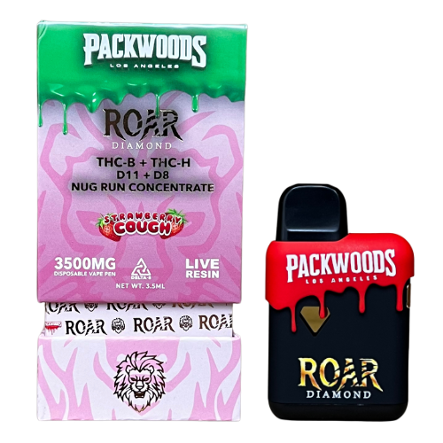 Roar Packwoods Nug Run Concentrate 3500mg Live Resin THC-B+THC-H Strawberry Cough