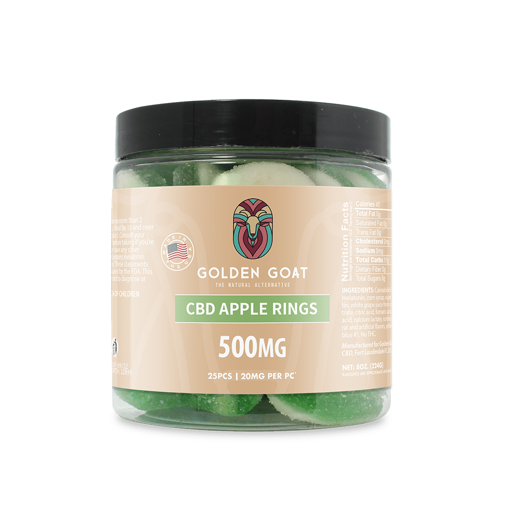 a jar of cbd apple rings