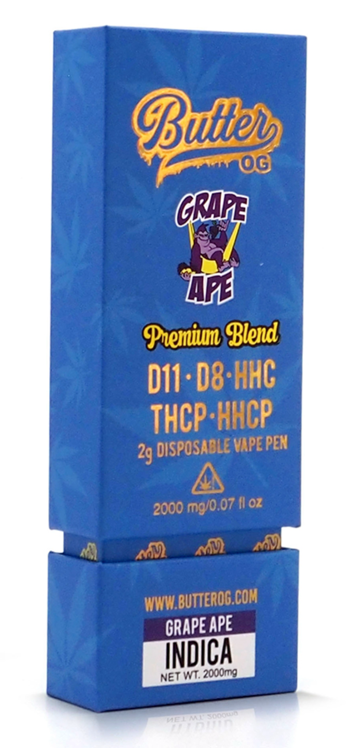 Butter OG Premium Blend Disposable Vape - 2g Grape Ape (Indica)