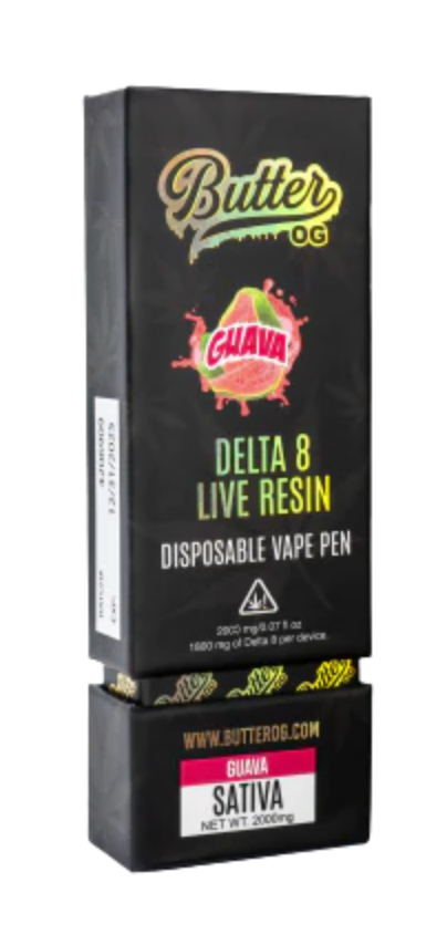 Butter OG Delta 8 Live Resin Disposable Vape 2g - Guava (Sativa)