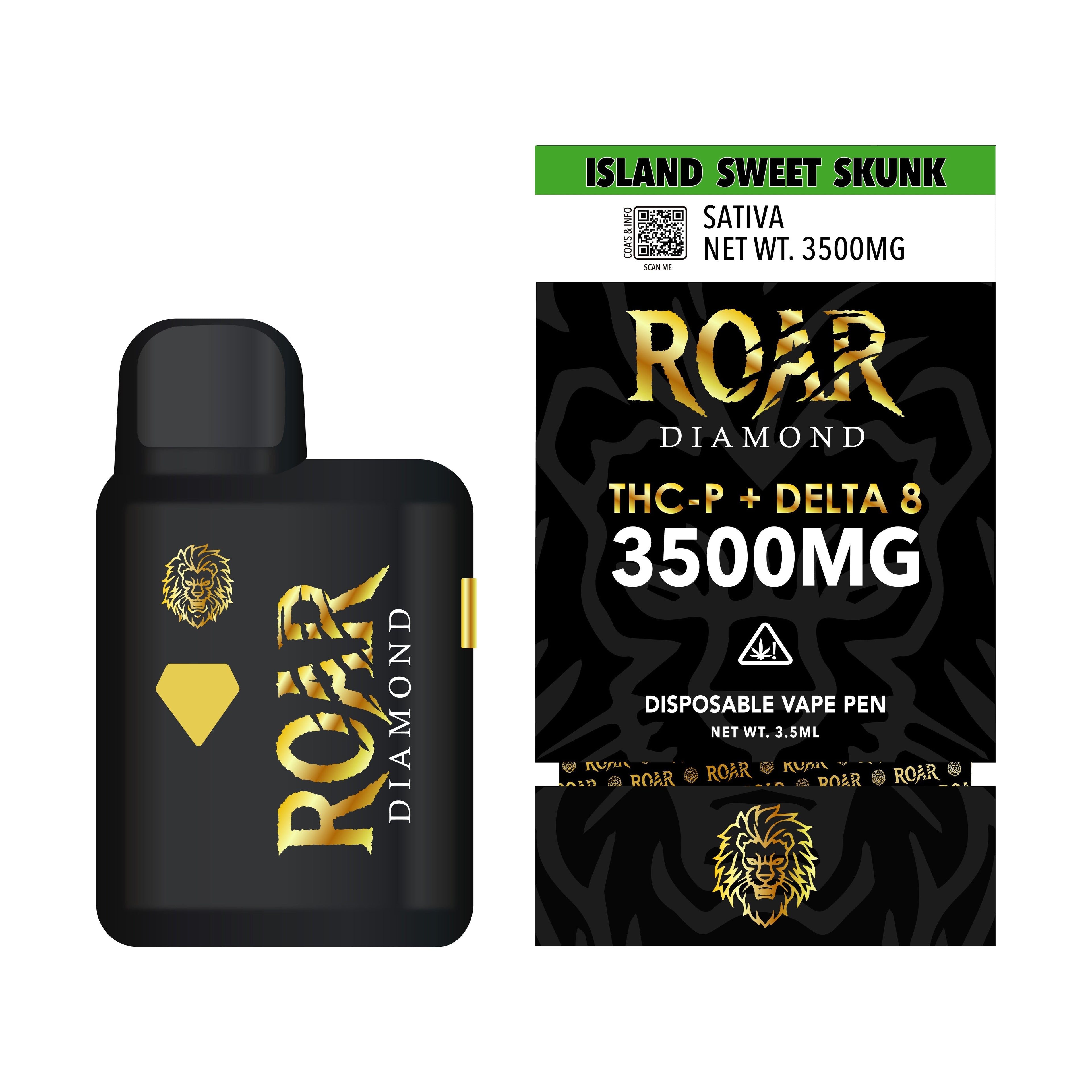 Roar Diamond THC-P + Delta 8 3500mg - Island Sweet Skunk Disposable Vape