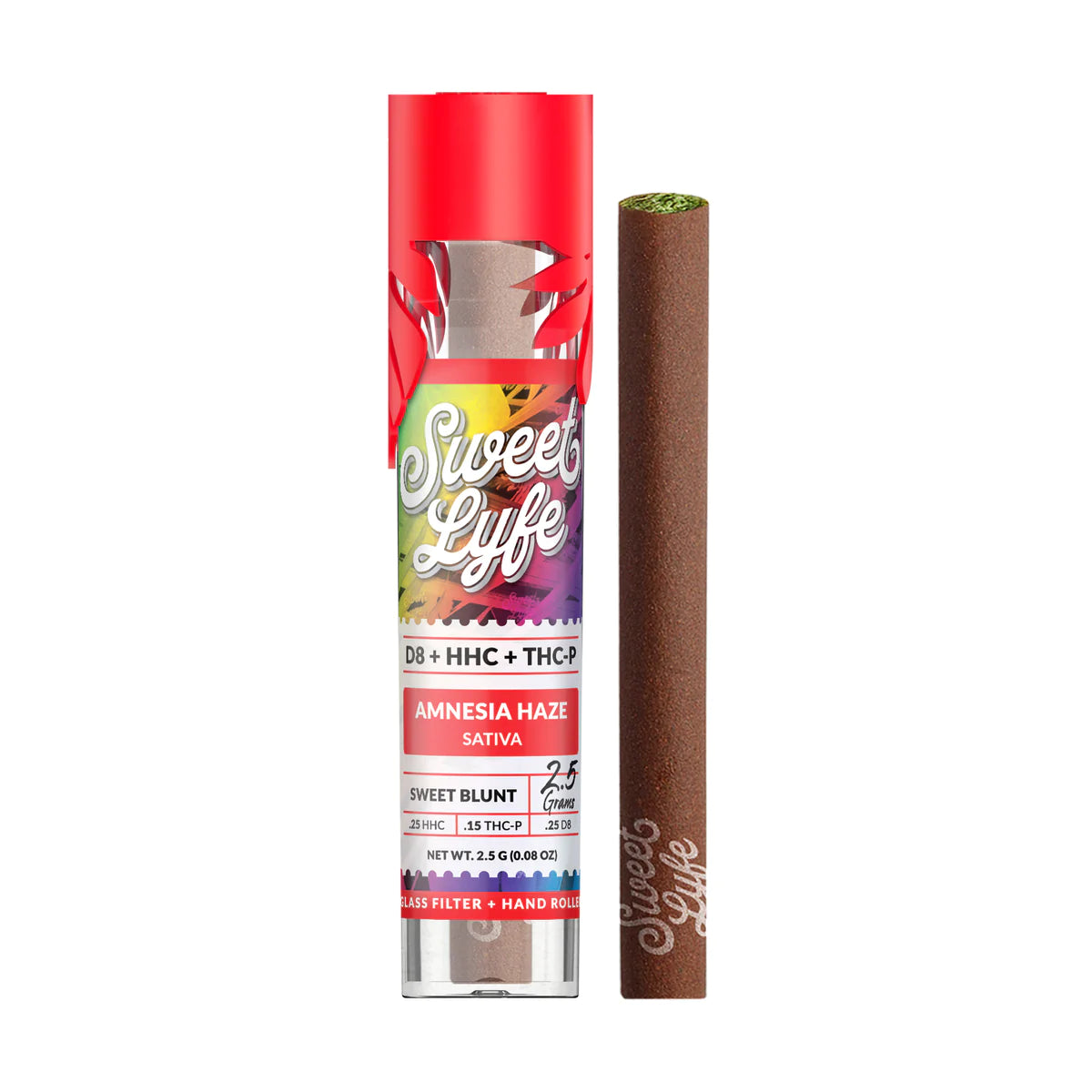 Sweet Blunt D8, HHC, THC-P - Amnesia Haze (Sativa) with 100% Organic Ingredients