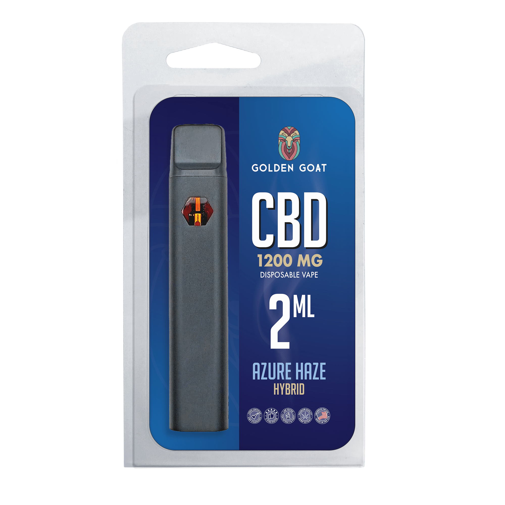 Golden Goat CBD Rechargeable Vape - 1200MG, Azure Haze (Hybrid)