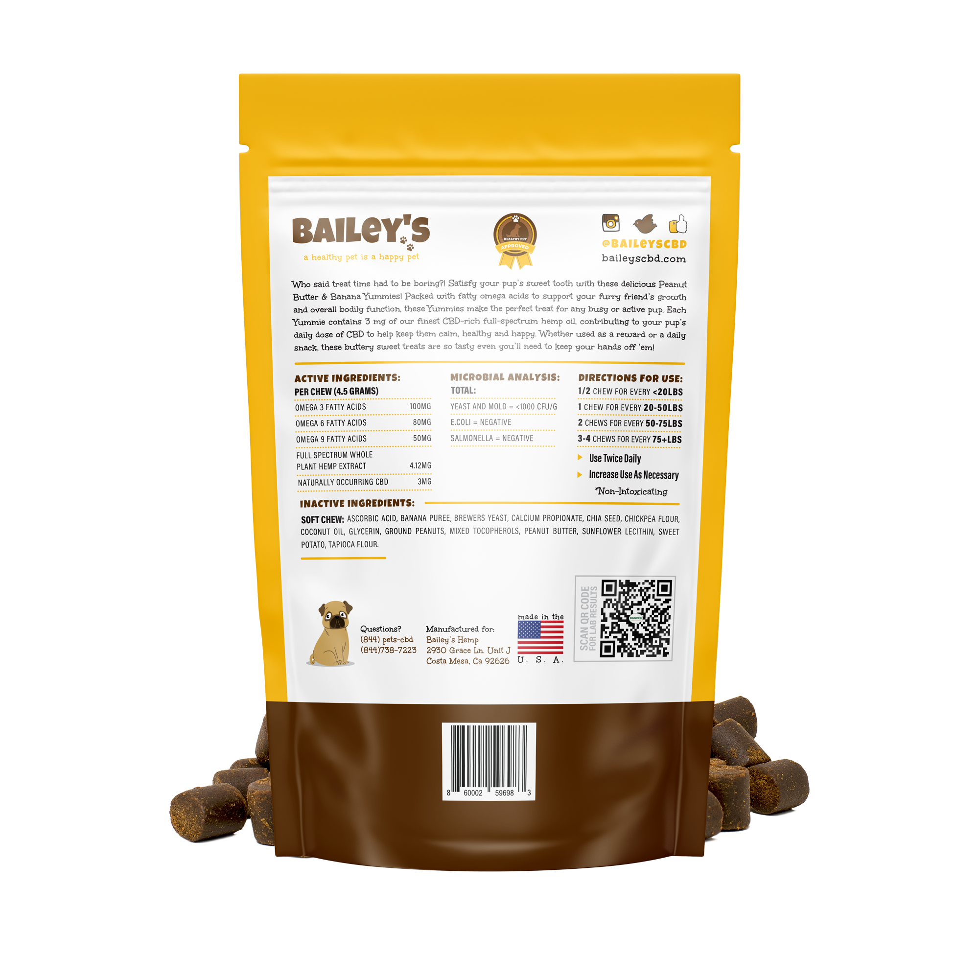 a bag of bailey's dog treats on a white background