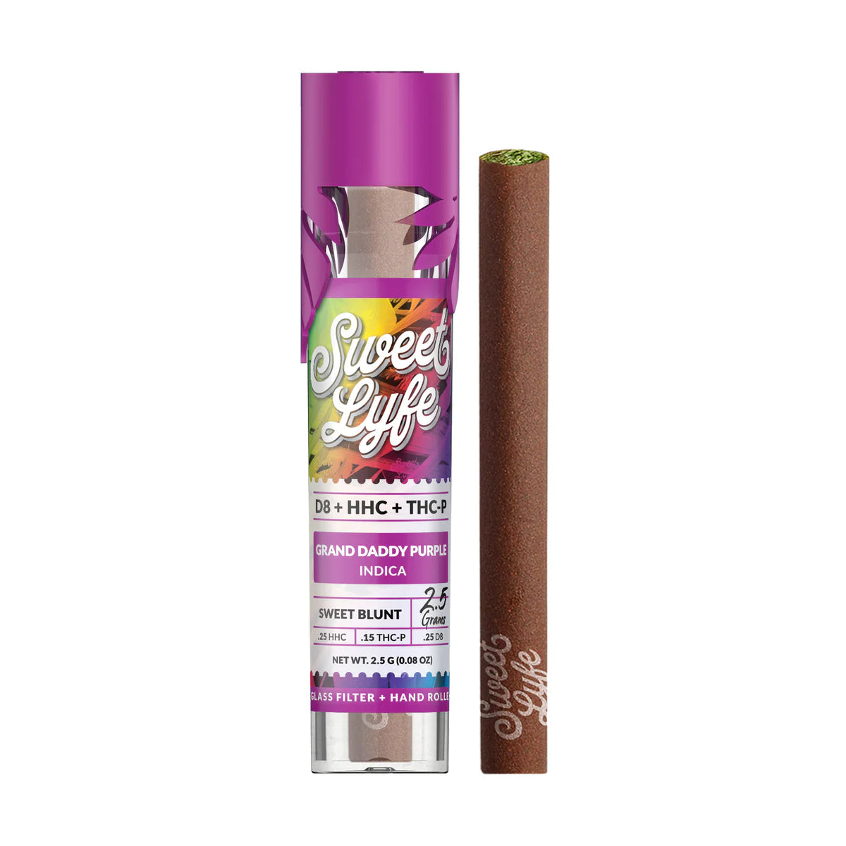 Sweet Blunt D8 HHC THC-P - Granddaddy Purple Indica - 2g Hemp Infused with Delta-8-THC Isolate & Natural Terpenes