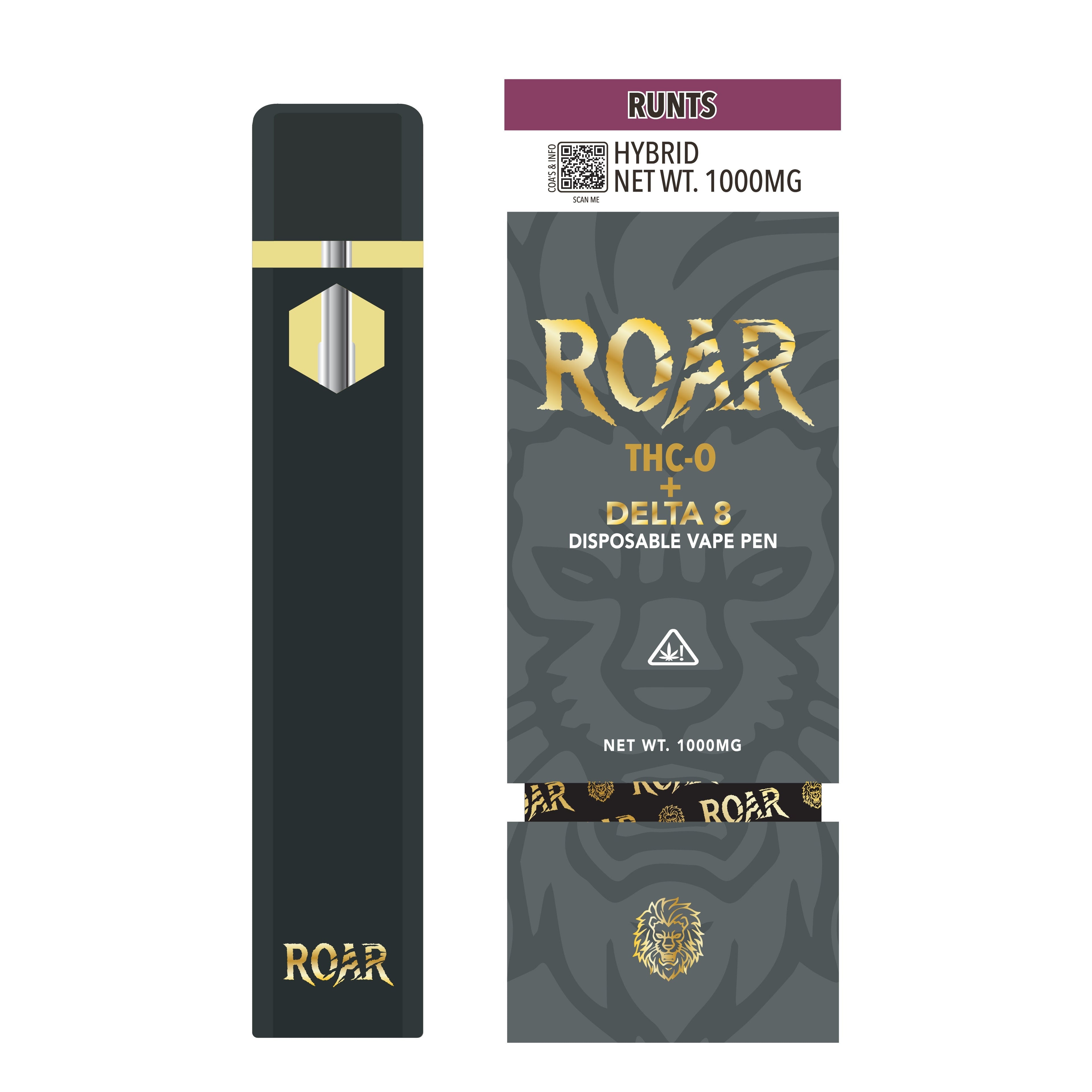 Roar 1ML THC-P + D8 1000mg Disposable Vape - Long-Lasting & Portable Vape Pen