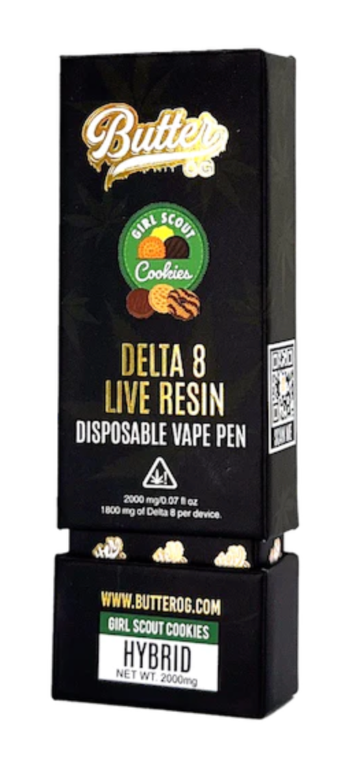 Butter OG Delta 8 Live Resin Disposable Vape - 2G Girl Scout Cookies (Indica)