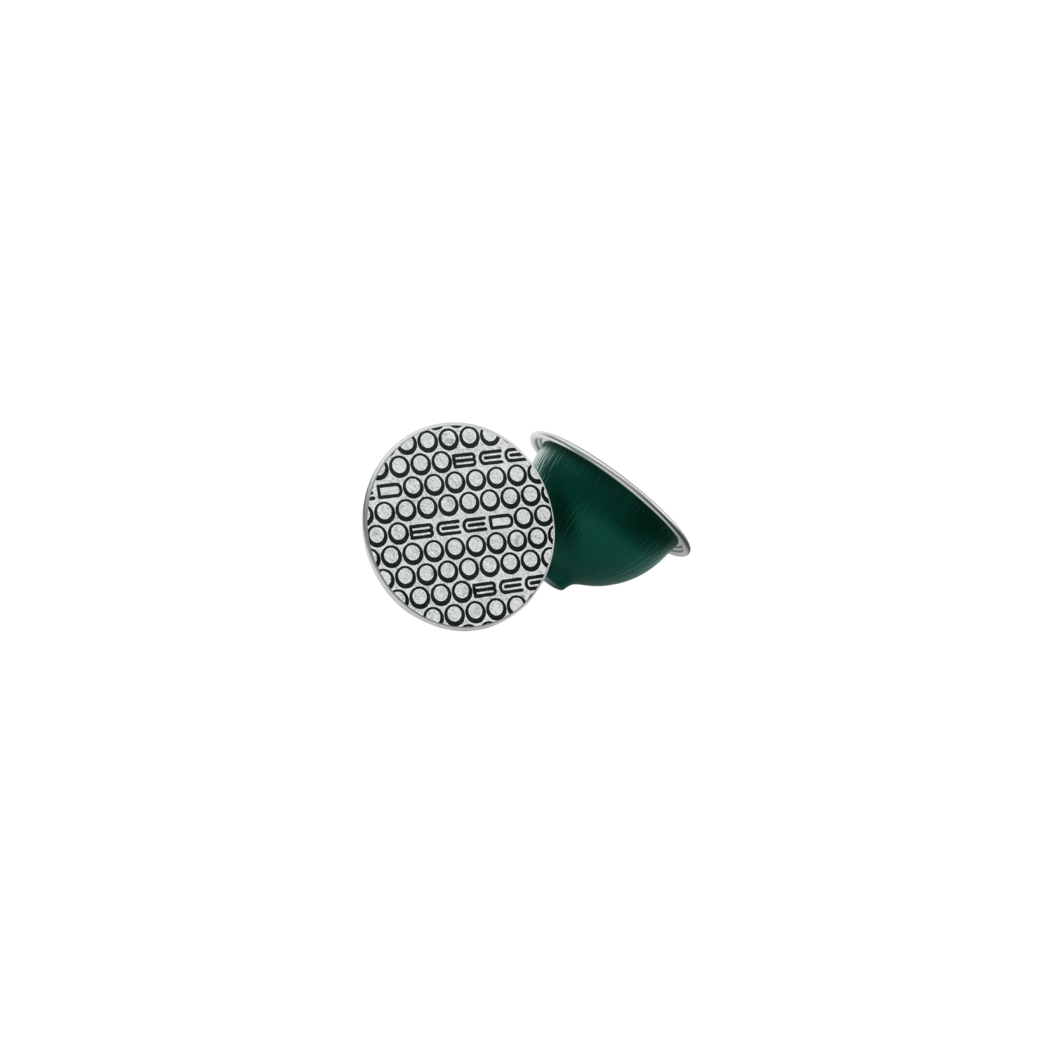 a green and white ring with diamonds on it