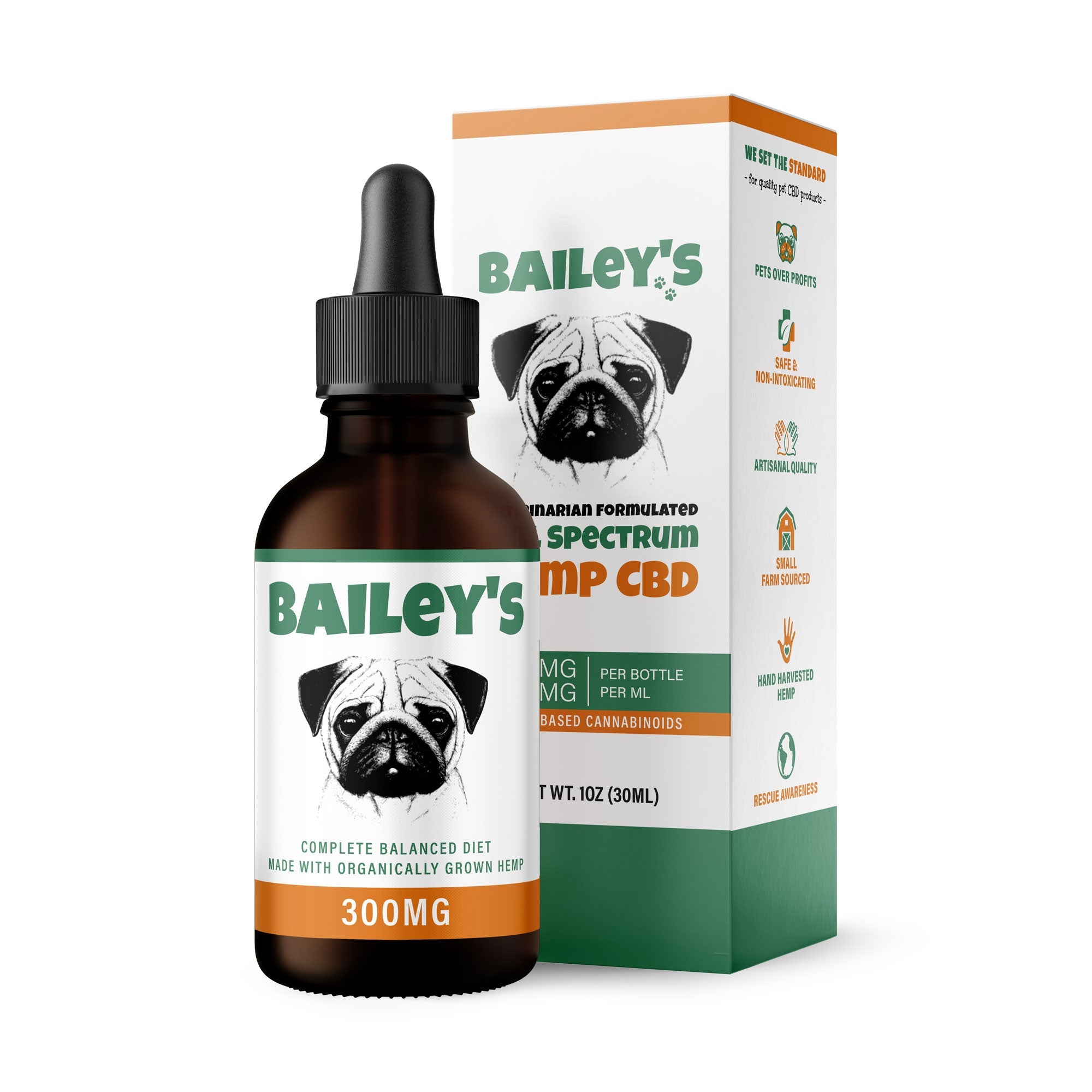 Bailey's CBD Oil For Dogs | 300MG 30ML Standard Size Bottle