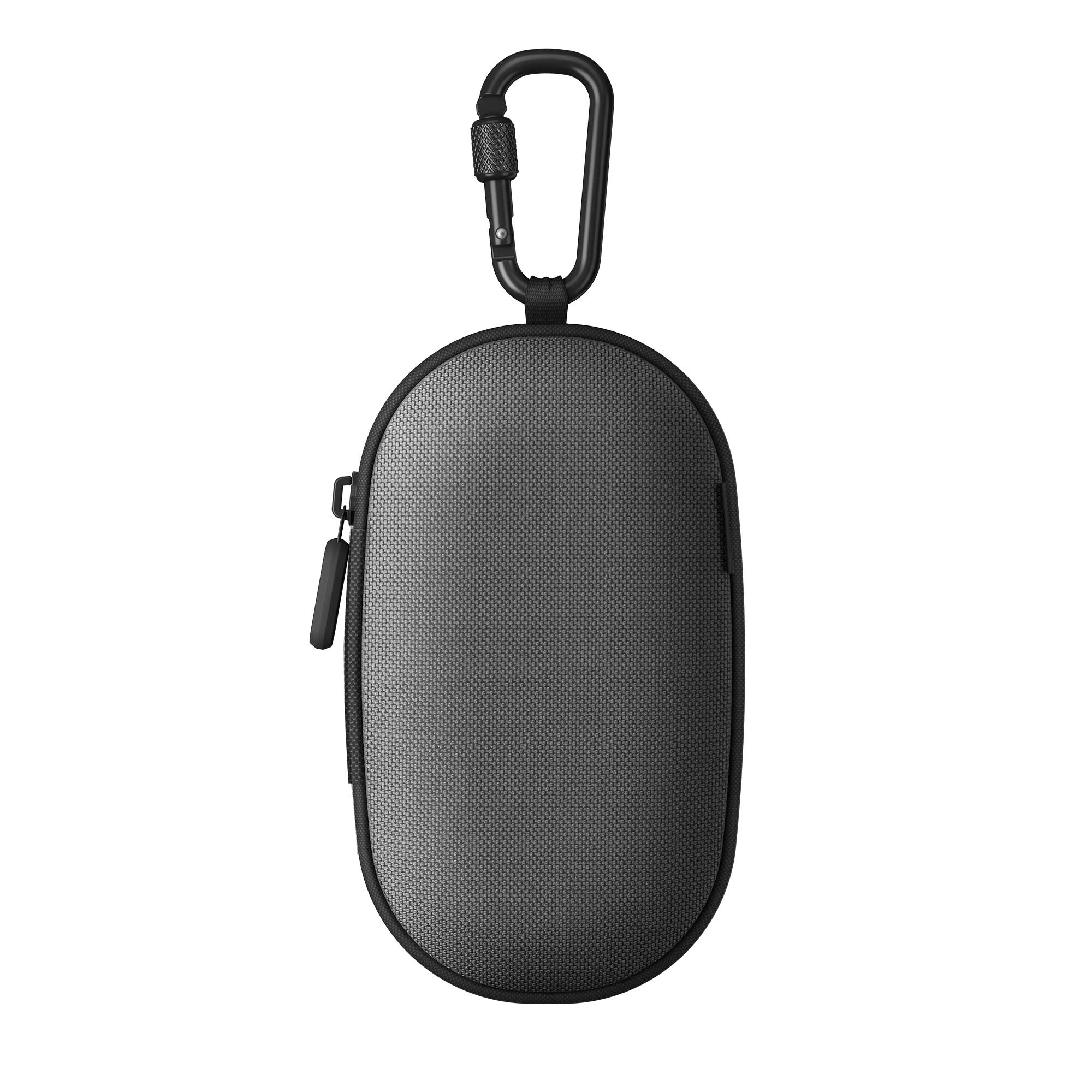 a gray case with a black handle on a white background