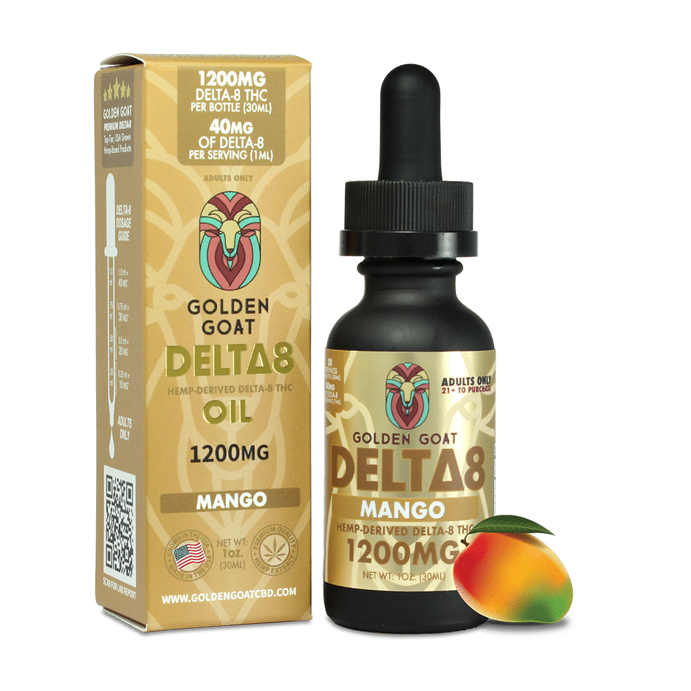 Delta-8 Oil 1200mg Mango Flavor 30ml for Therapeutic Relaxation and Increased Appetite