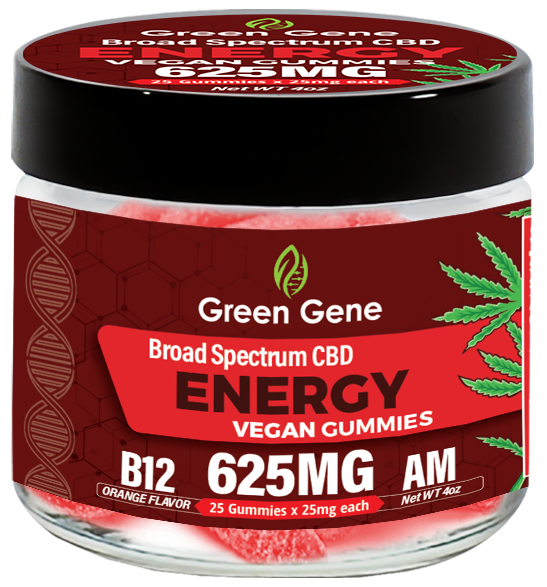 a jar of green gene energy gummies