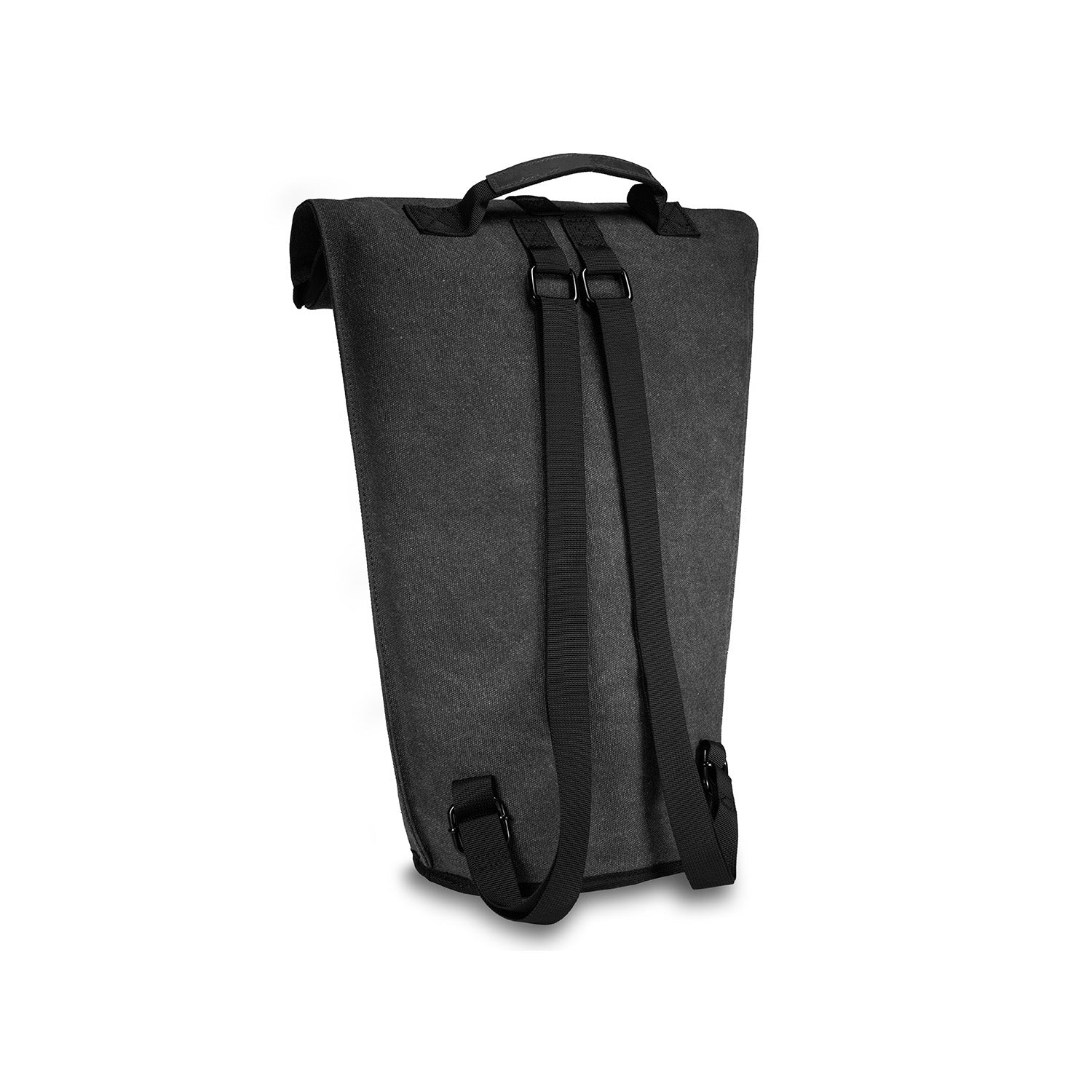 the back of a black bag with straps