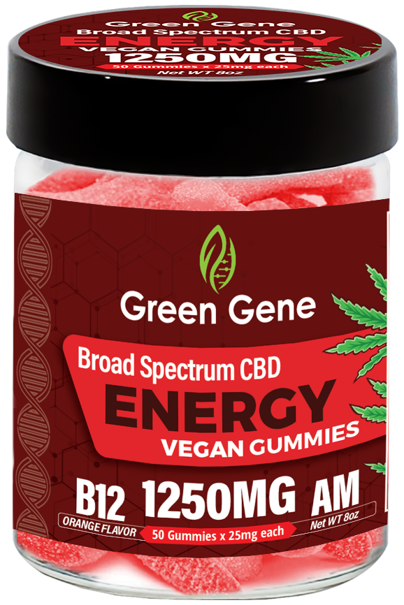 a jar of green gene energy gummies