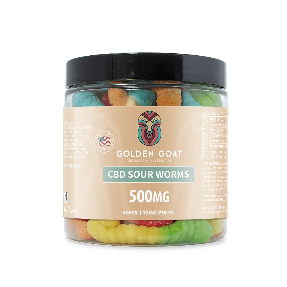 a jar of cbd sour worms