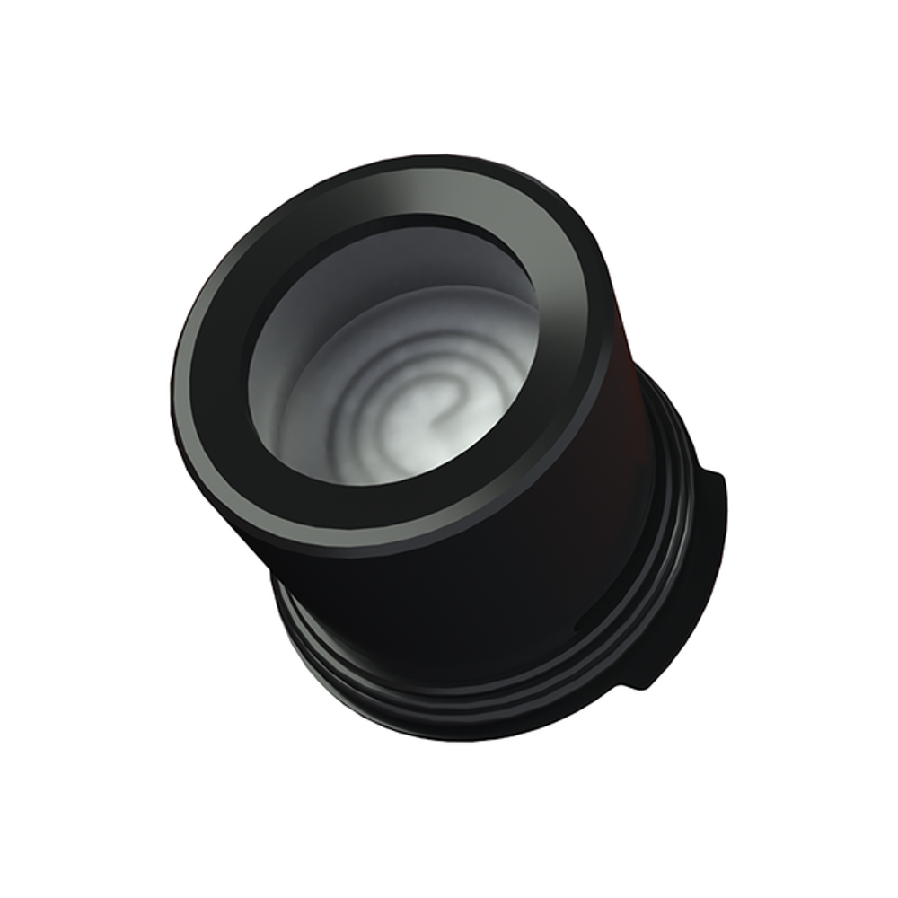 a close up of a camera lens on a white background