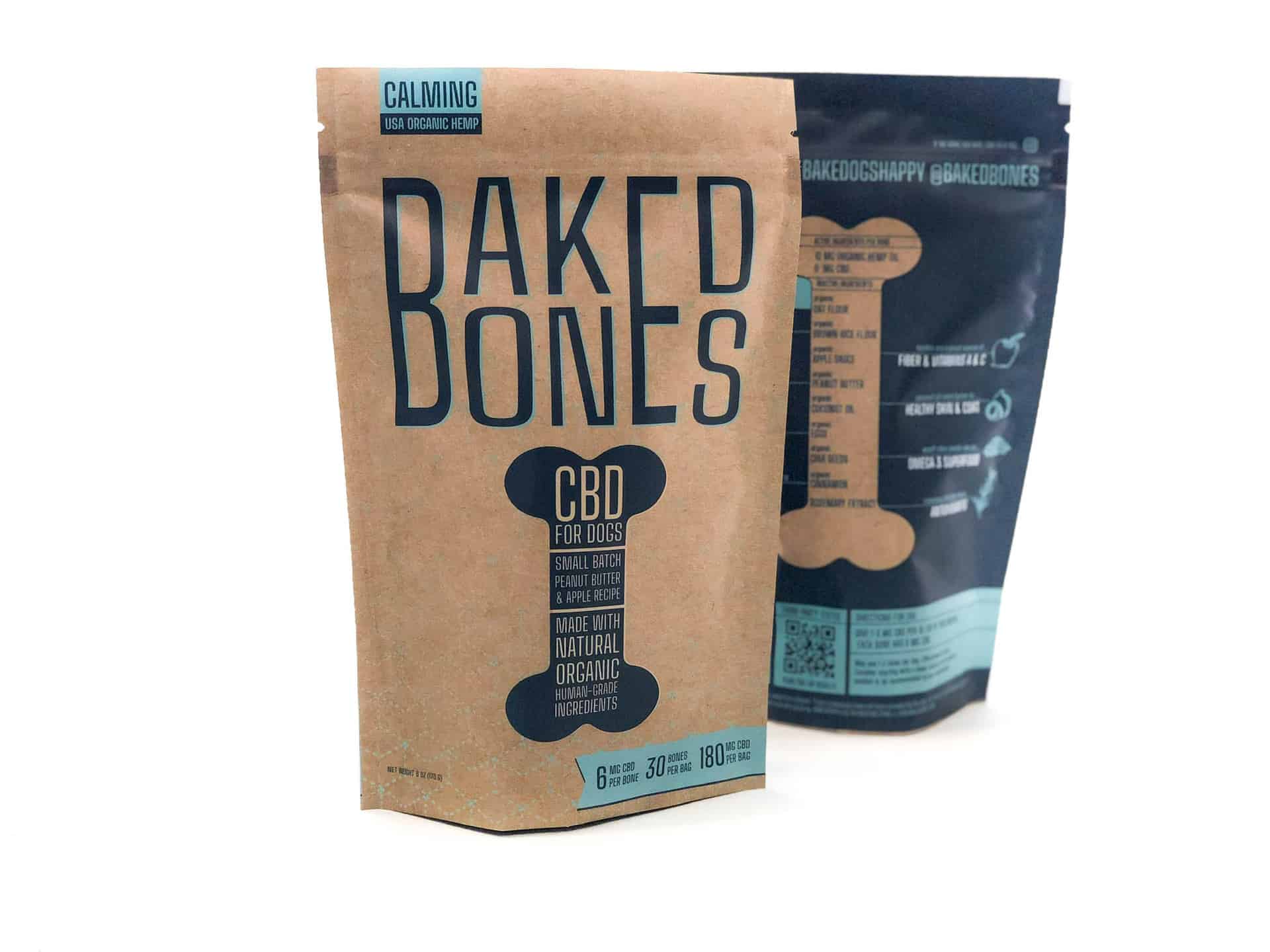 two bags of baked bones on a white background