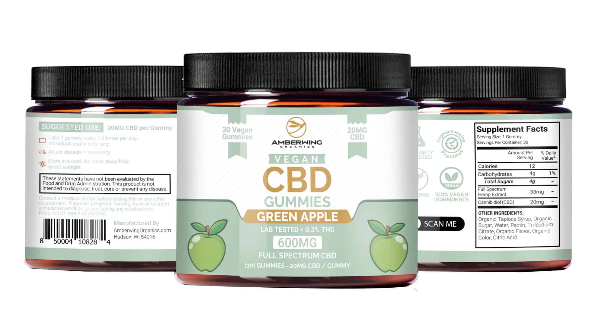 three bottles of green apple cbd gummies