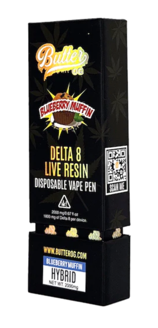 Butter OG Delta 8 Live Resin Vape - Blueberry Muffin 2g (Hybrid)