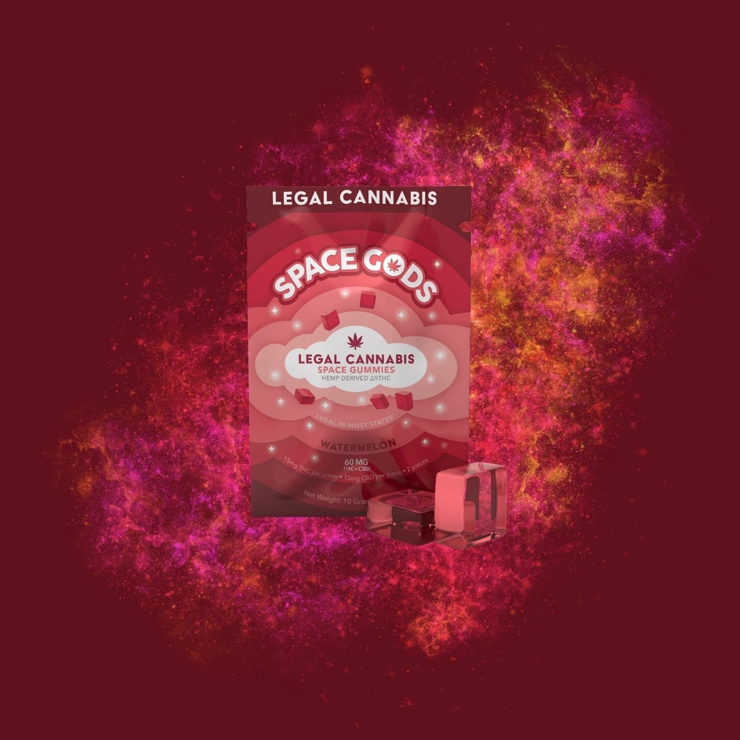 a package of legal cannabiss on a red background