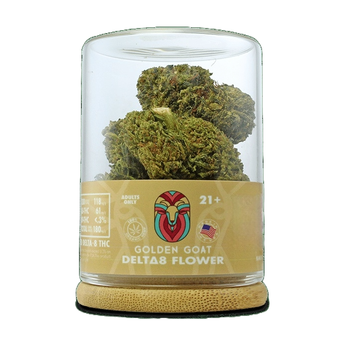 Delta-8 3.5g Hybrid Flower - Cookies Hemp Strain, 50mg Delta-8 THC, Reusable Glass Stash Jar