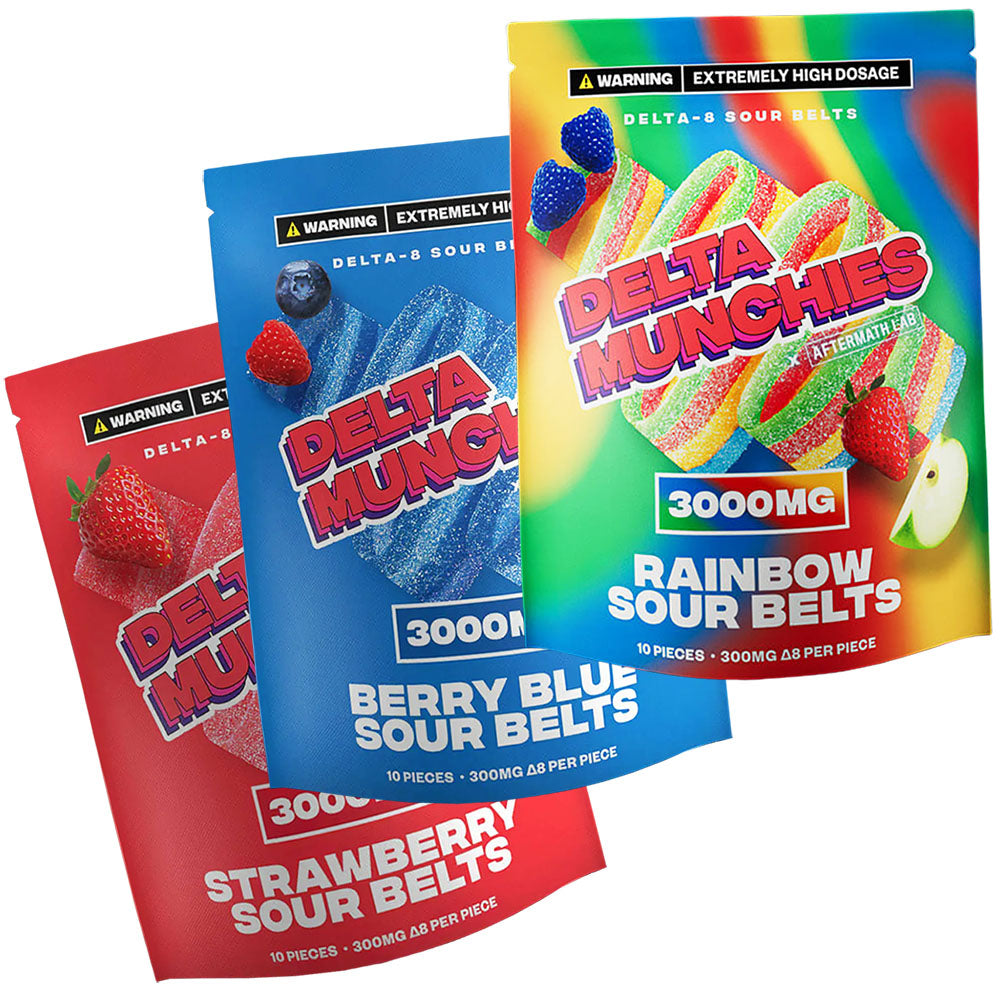 Delta Munchies D8 Sour Belts | 10 Belts | 3000mg Delta-8 THC