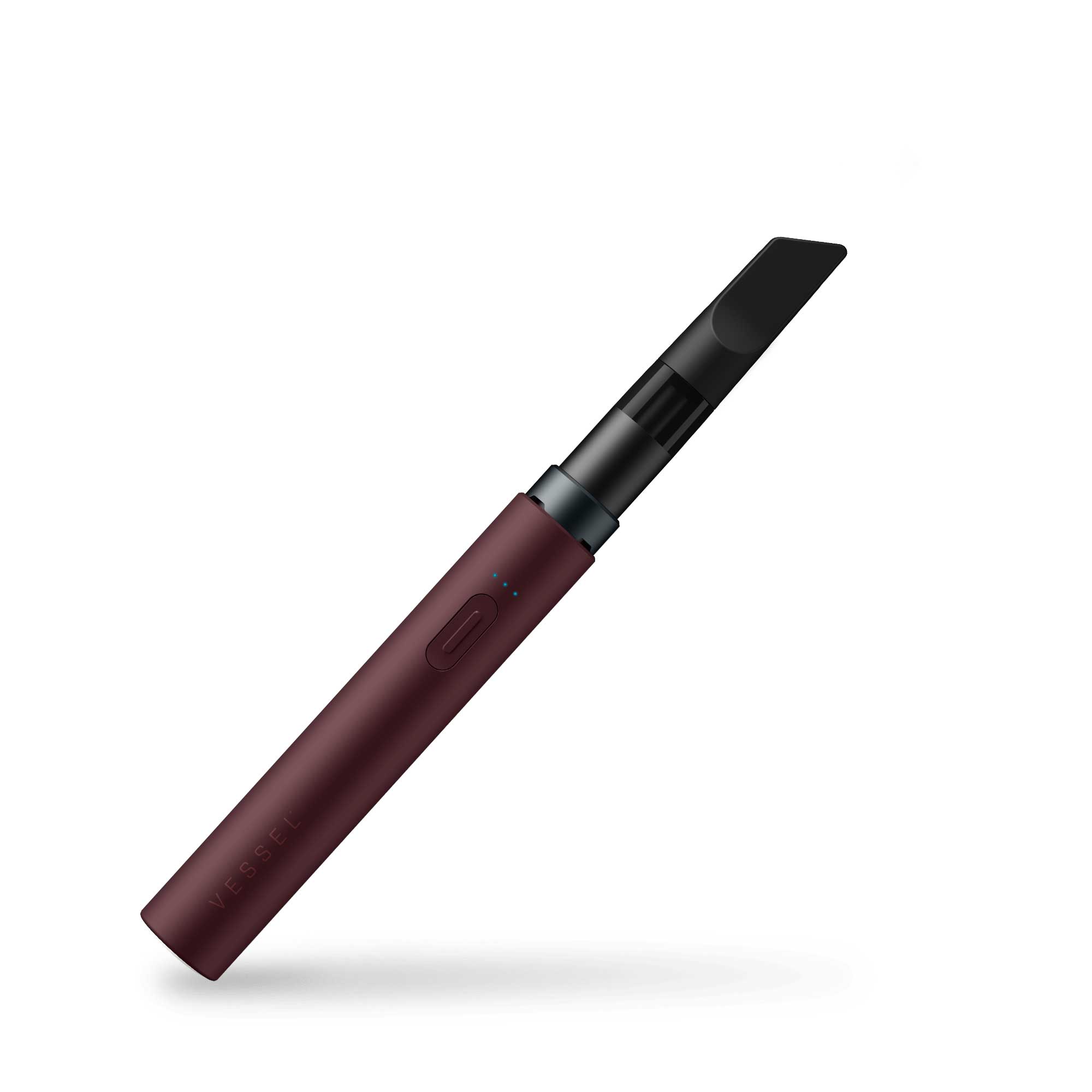 a red pen with a black tip on a white background