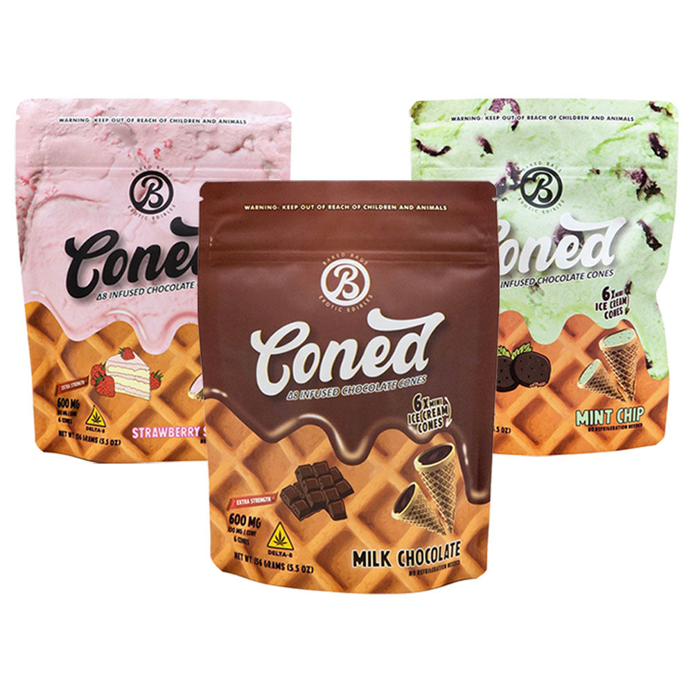 Baked Bags Coned Delta 8 Infused Treat with 600mg THC - 6 Mini Ice Cream Cones