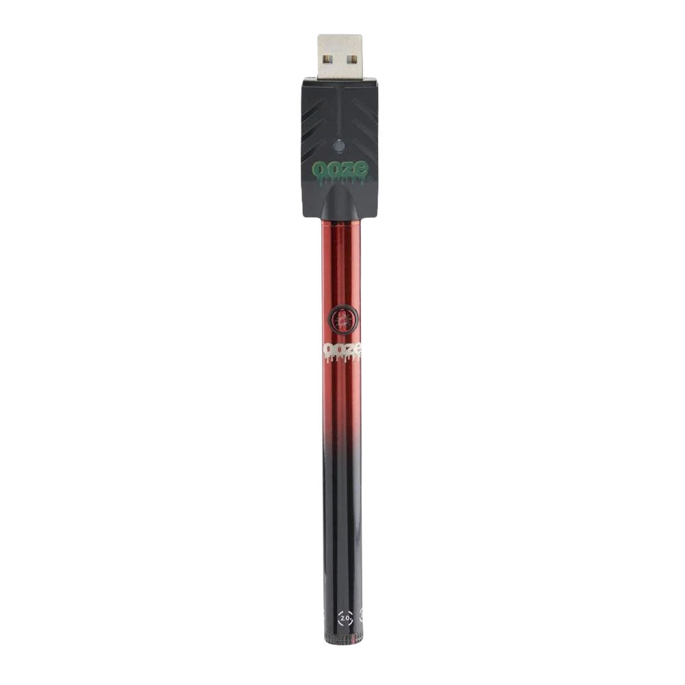 a black and red pen with a white background