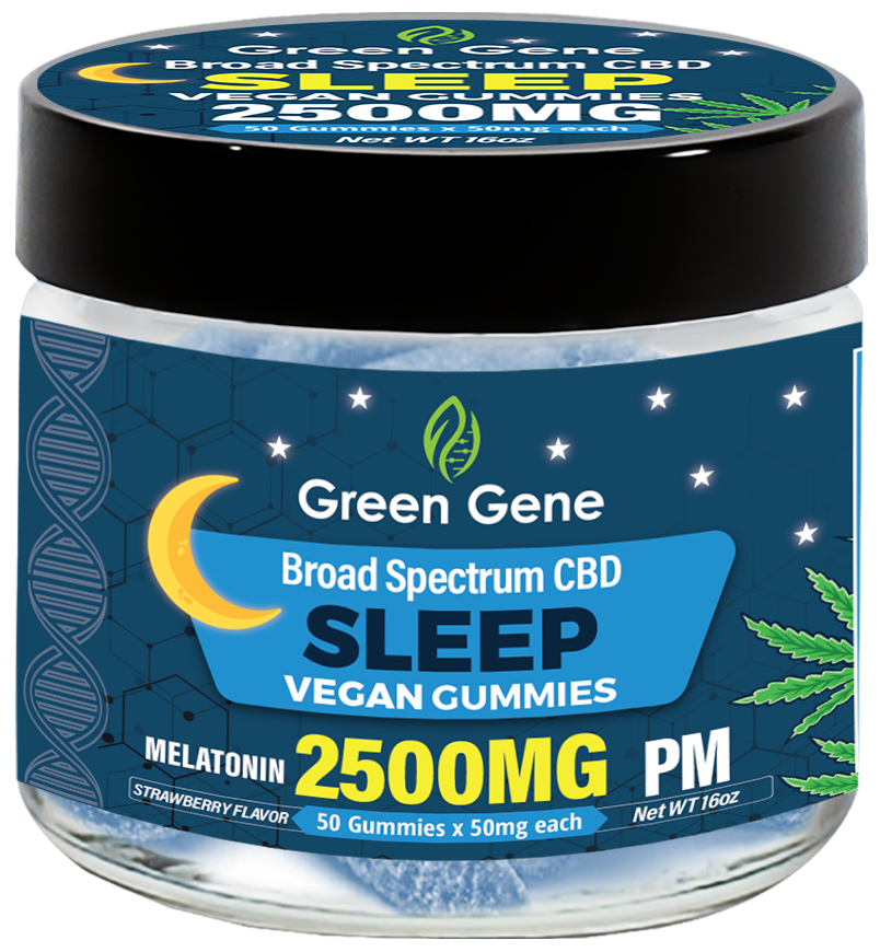 a jar of green gene sleep gummies