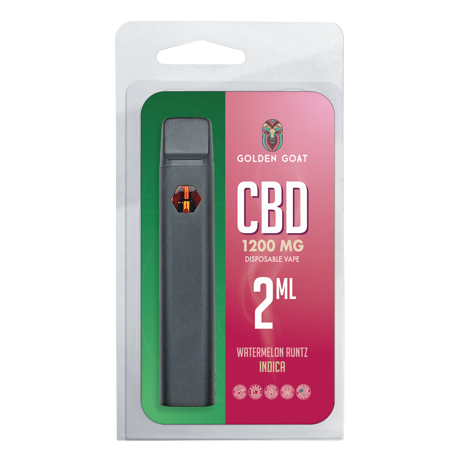 a box of cbd vape with a pink and green package