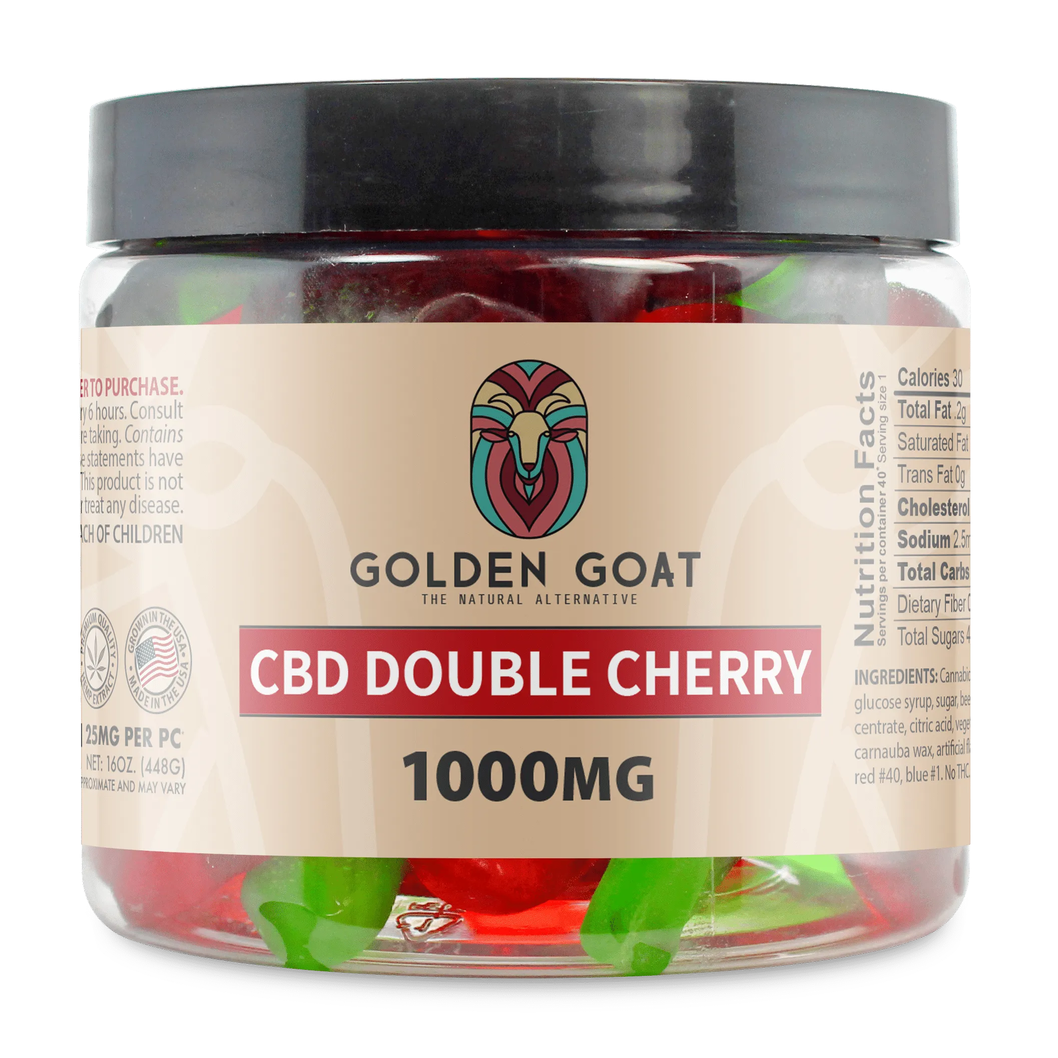 a jar of cbd double cherry gummy bears