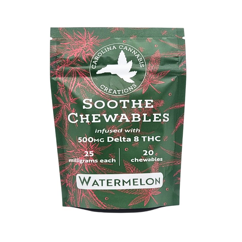 Soothe Watermelon Delta 8 Chewables 20ct Bag - 25mg Delta 8 per Chewable