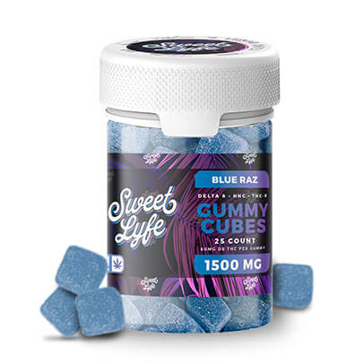 Vegan Gummies 1500MG - Blue Raz Flavor - THC-Rich Delta 8, HHC, and THCP