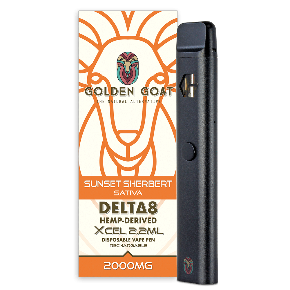 Delta-8 THC Vape Device - 2000mg - Rechargeable/Disposable - Sunset Sherbert