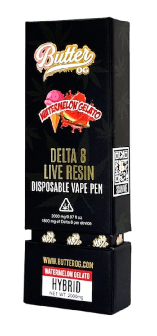 Butter OG Delta 8 Live Resin Disposable Vape - Watermelon Gelato (2G)